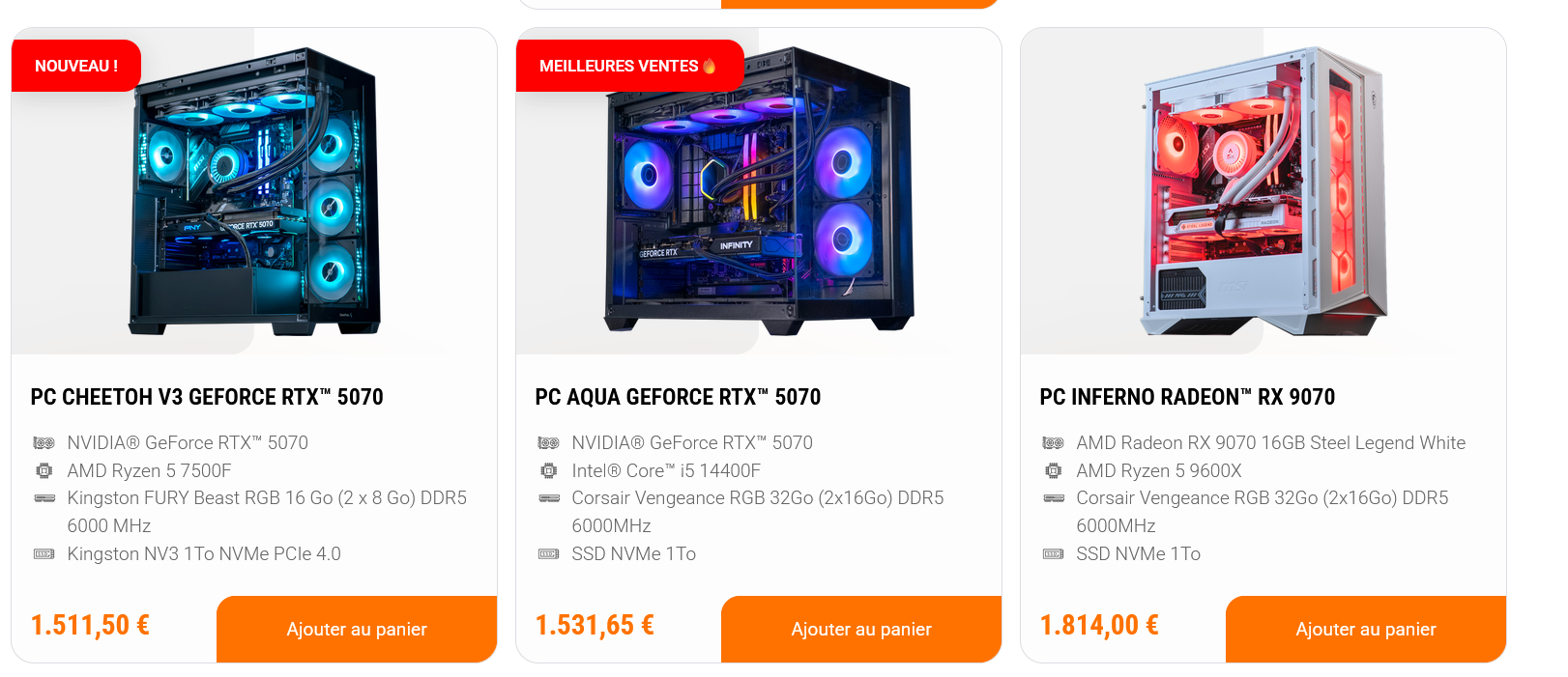 FlowUp Shop — RAM Corsair en tête d'affiche
