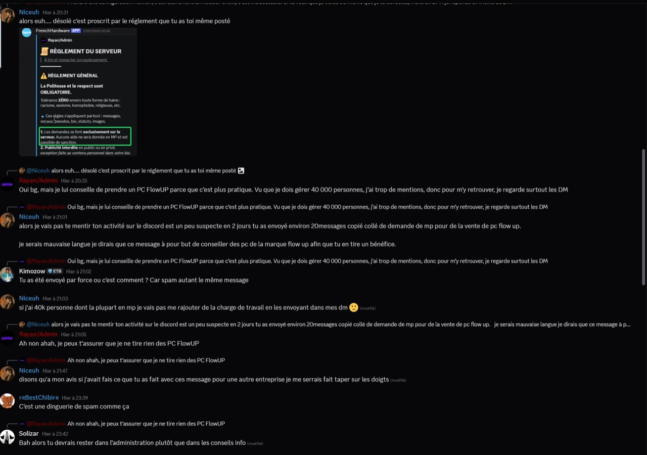 Preuves des bans massifs (pseudos en blanc = bannis du serveur)